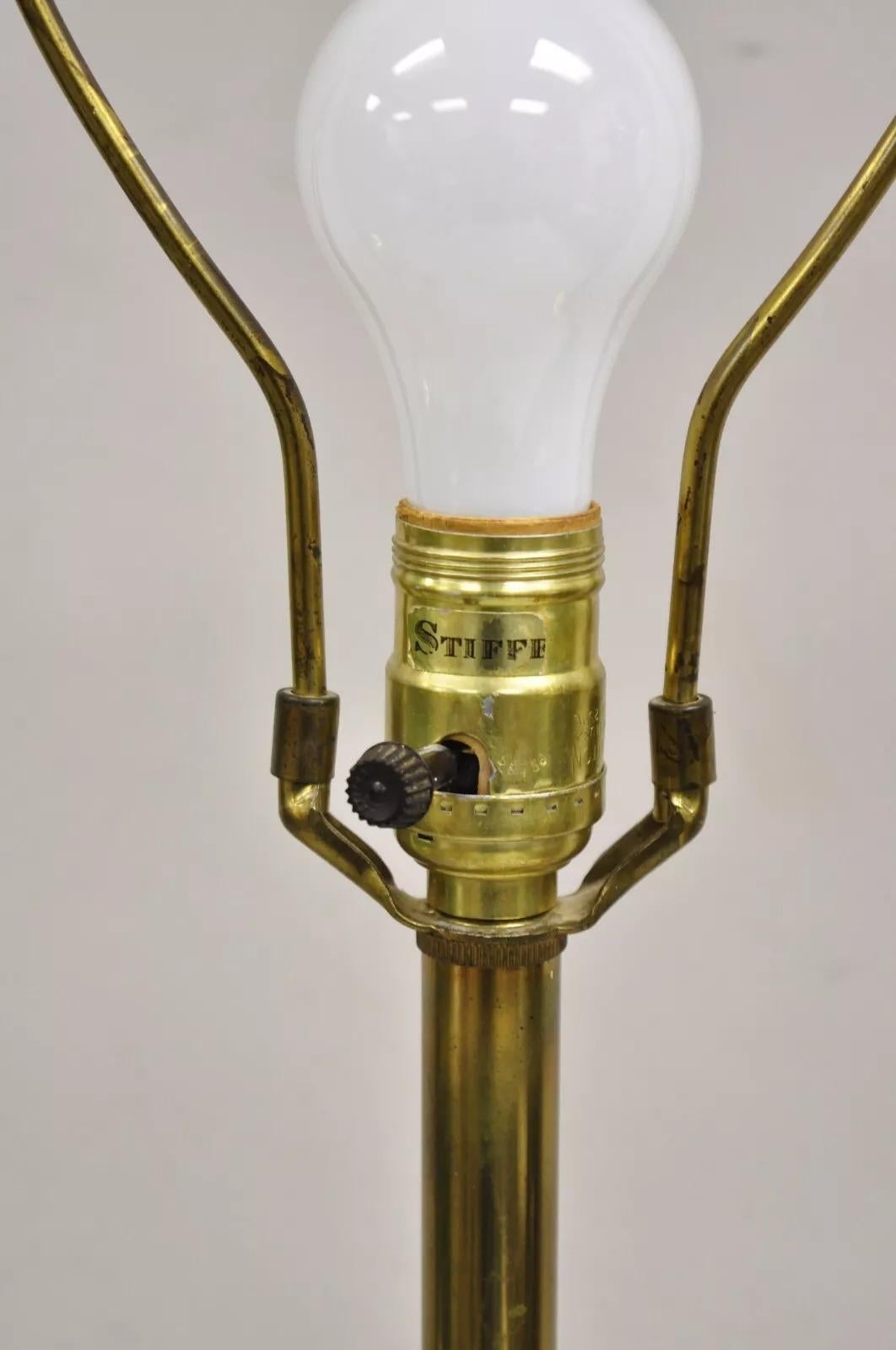 Paire de lampes de bureau vintage Stiffel Hollywood Regency à colonne bulbeuse en laiton en vente 4