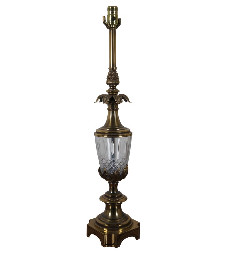 Vintage Stiffel Hollywood Regency Brass and Crystal Pineapple Table Lamp  MCM For Sale at 1stDibs