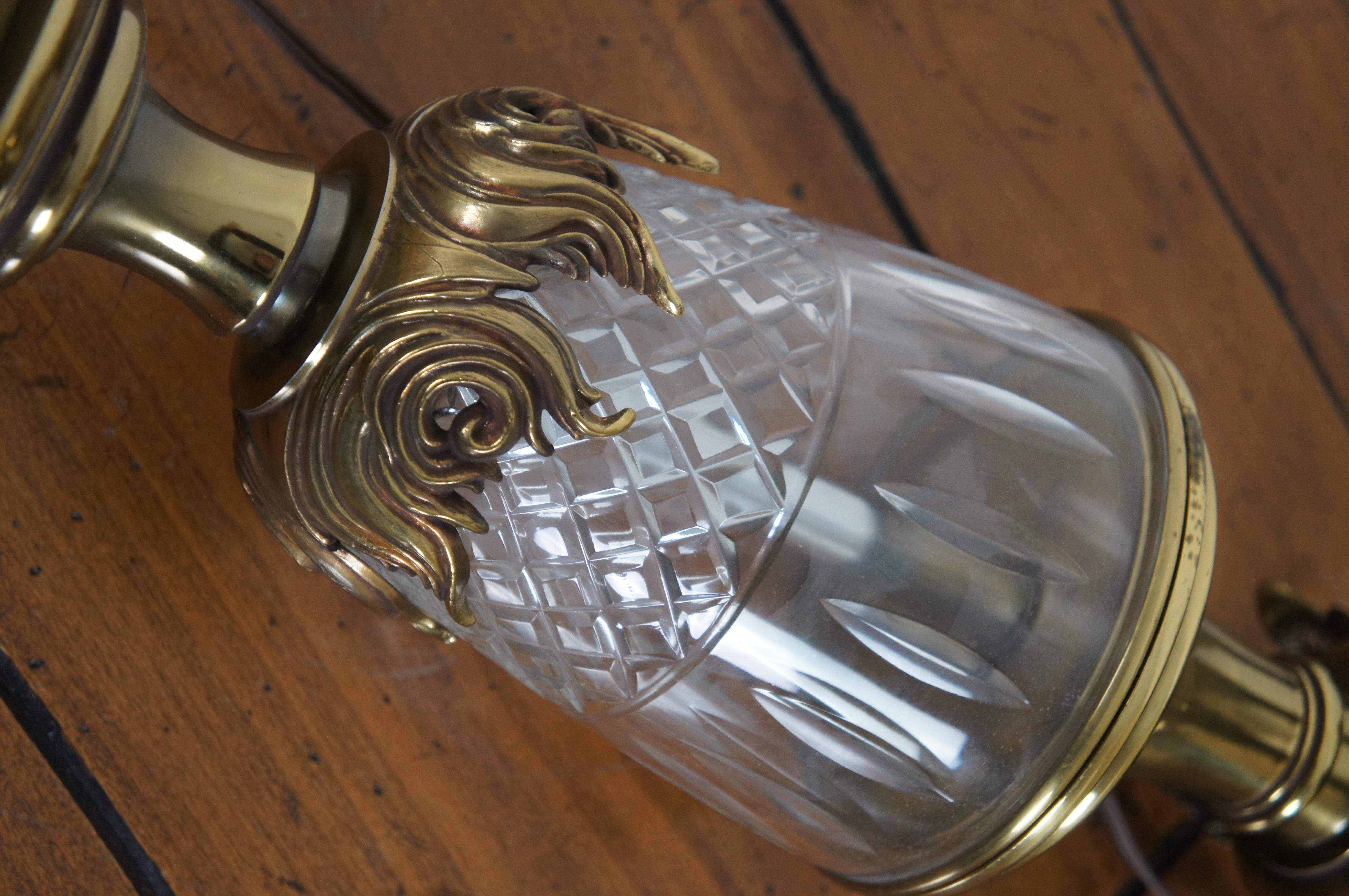 Vintage Stiffel Hollywood Regency Brass & Crystal Pineapple Table Lamp MCM 1