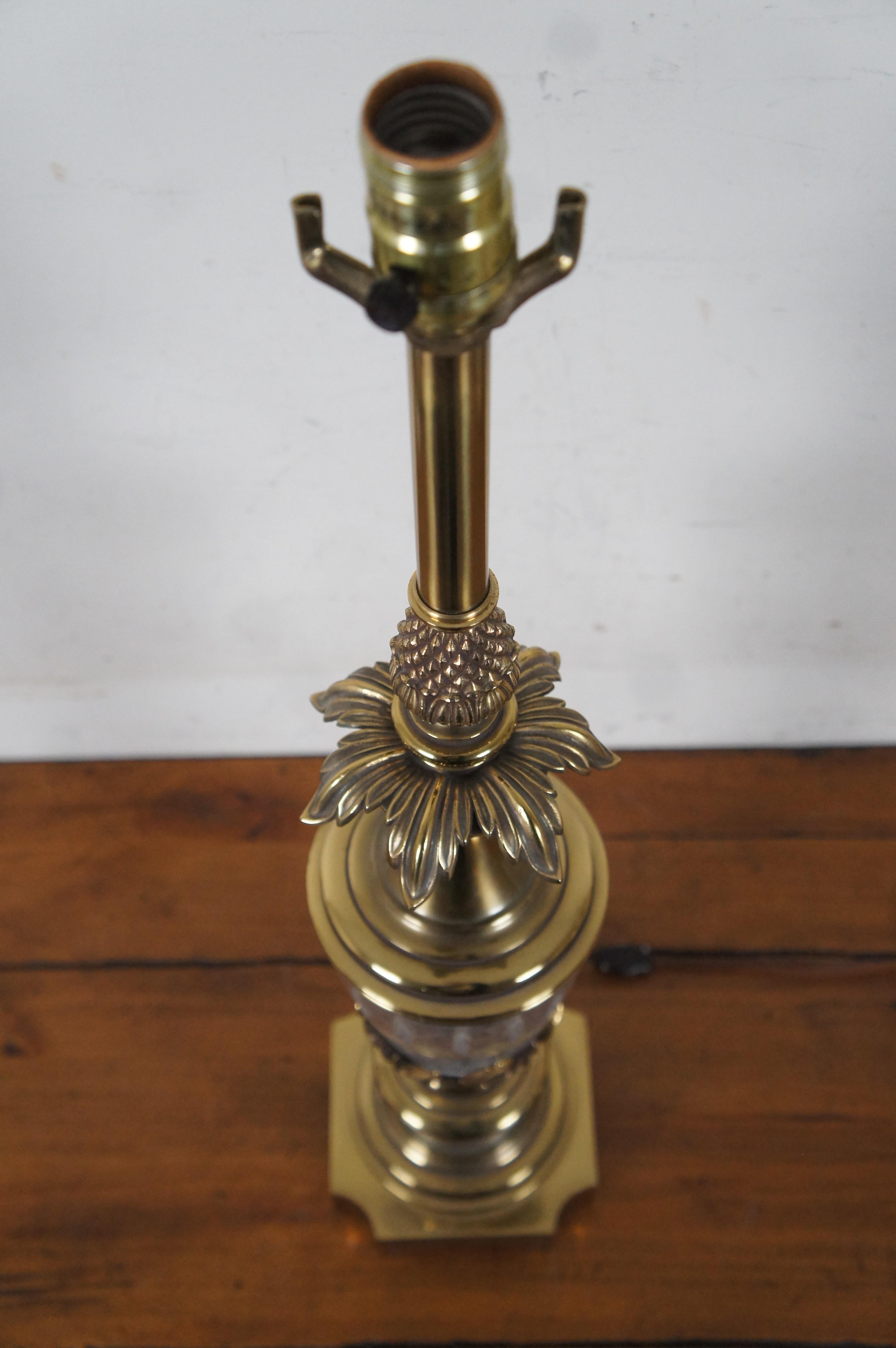 Vintage Stiffel Hollywood Regency Brass & Crystal Pineapple Table Lamp MCM 2