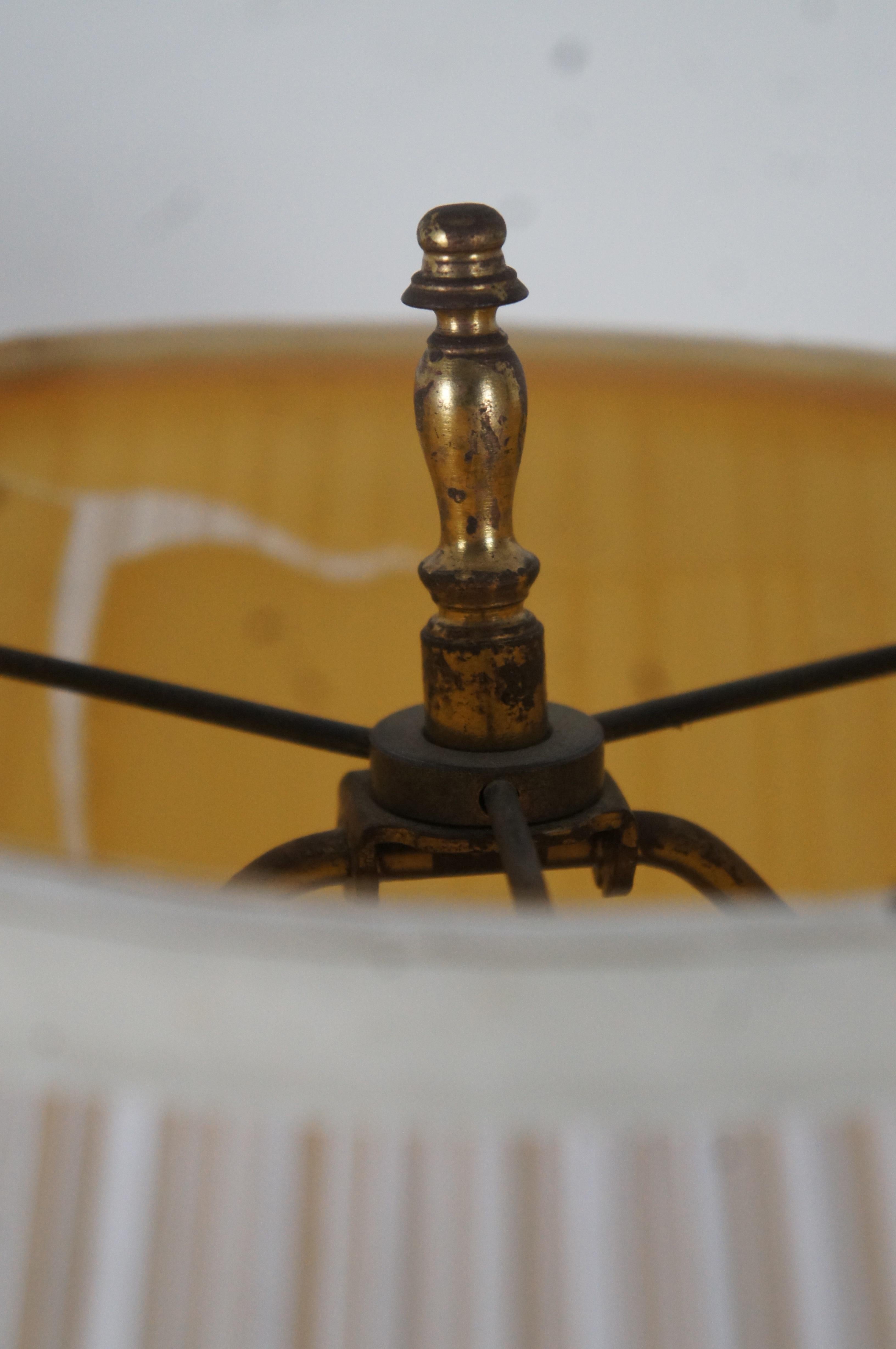 Vintage Stiffel Hollywood Regency Brass & Porcelain Candlestick Table Lamp MCM 7