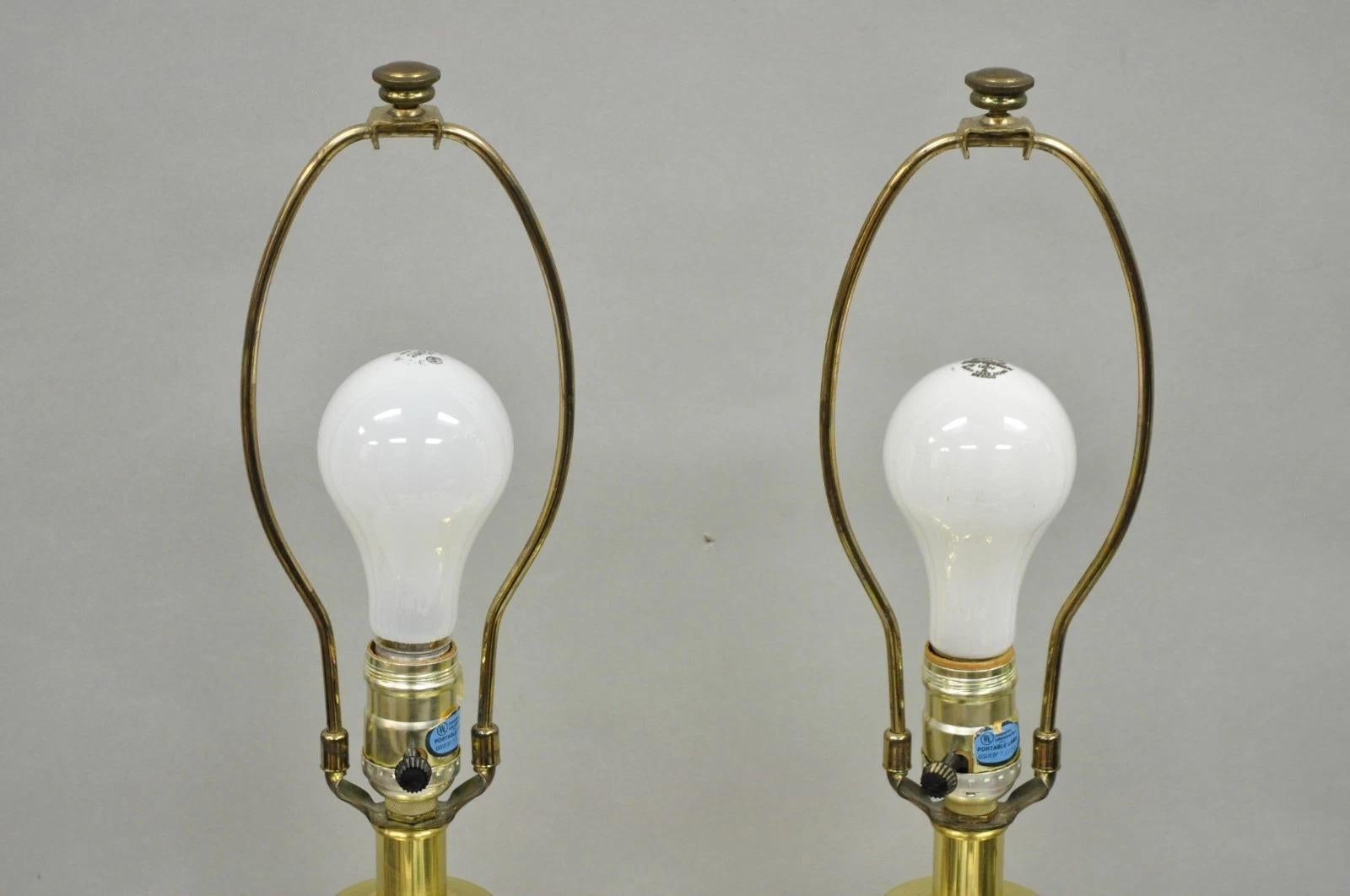 Vintage Stiffel Hollywood Regency Cream Enamel Brass Urn Table Lamps - a Pair For Sale 5