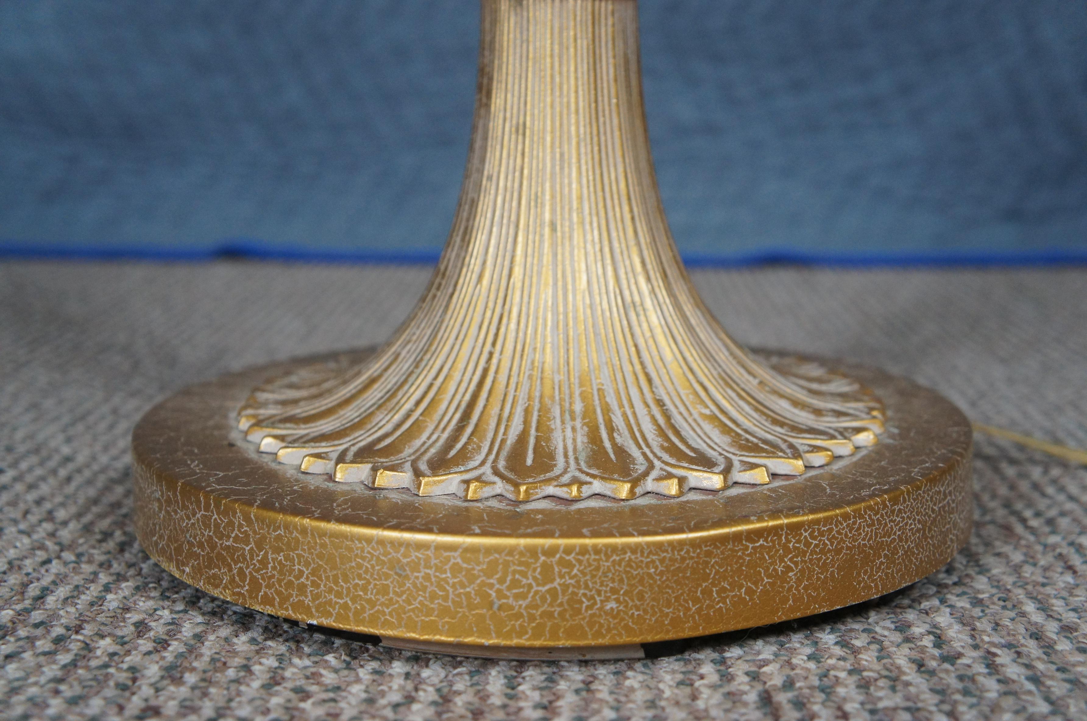 Vintage Stiffel Hollywood Regency Gold Pineapple Modern Floor Lamp & Shade 52