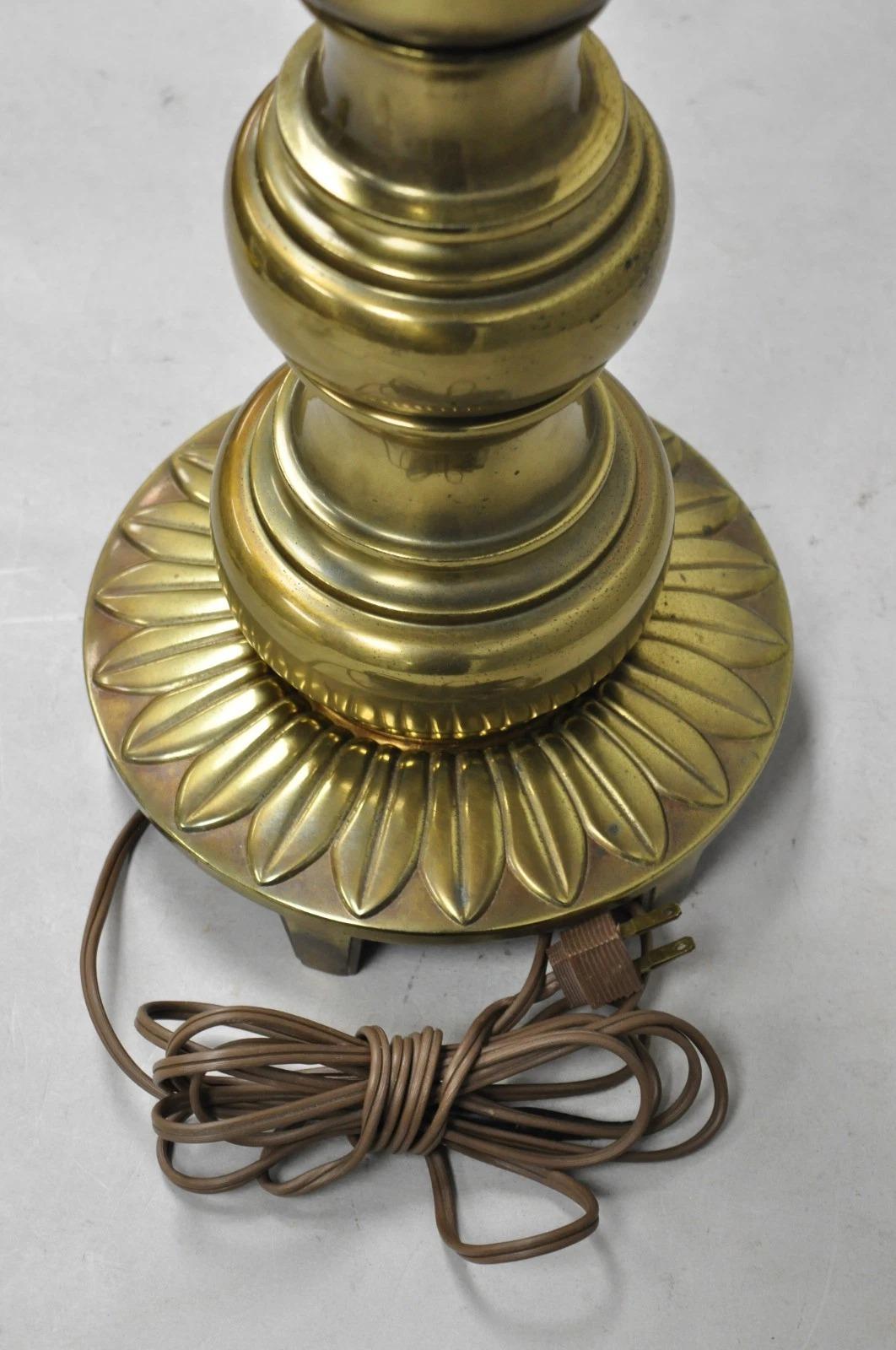 Vintage Stiffel Hollywood Regency Tall Brass Candlestick Column Table Lamp For Sale 6