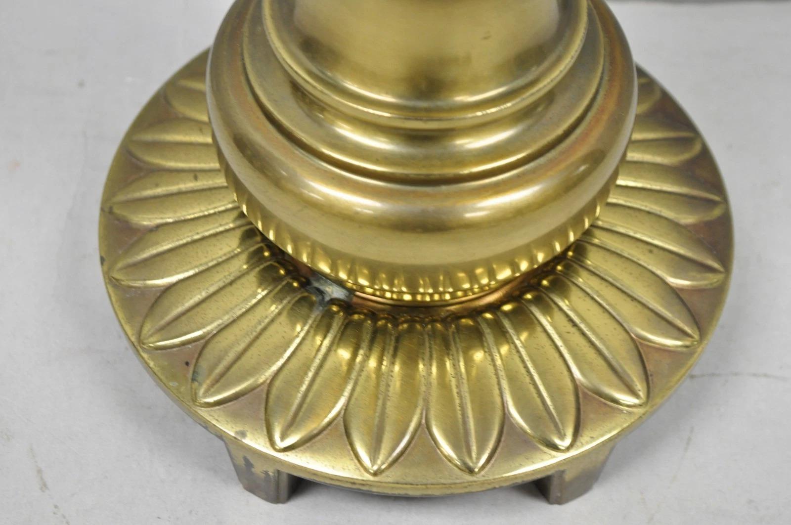 Vintage Stiffel Hollywood Regency Tall Brass Candlestick Column Table Lamp For Sale 3