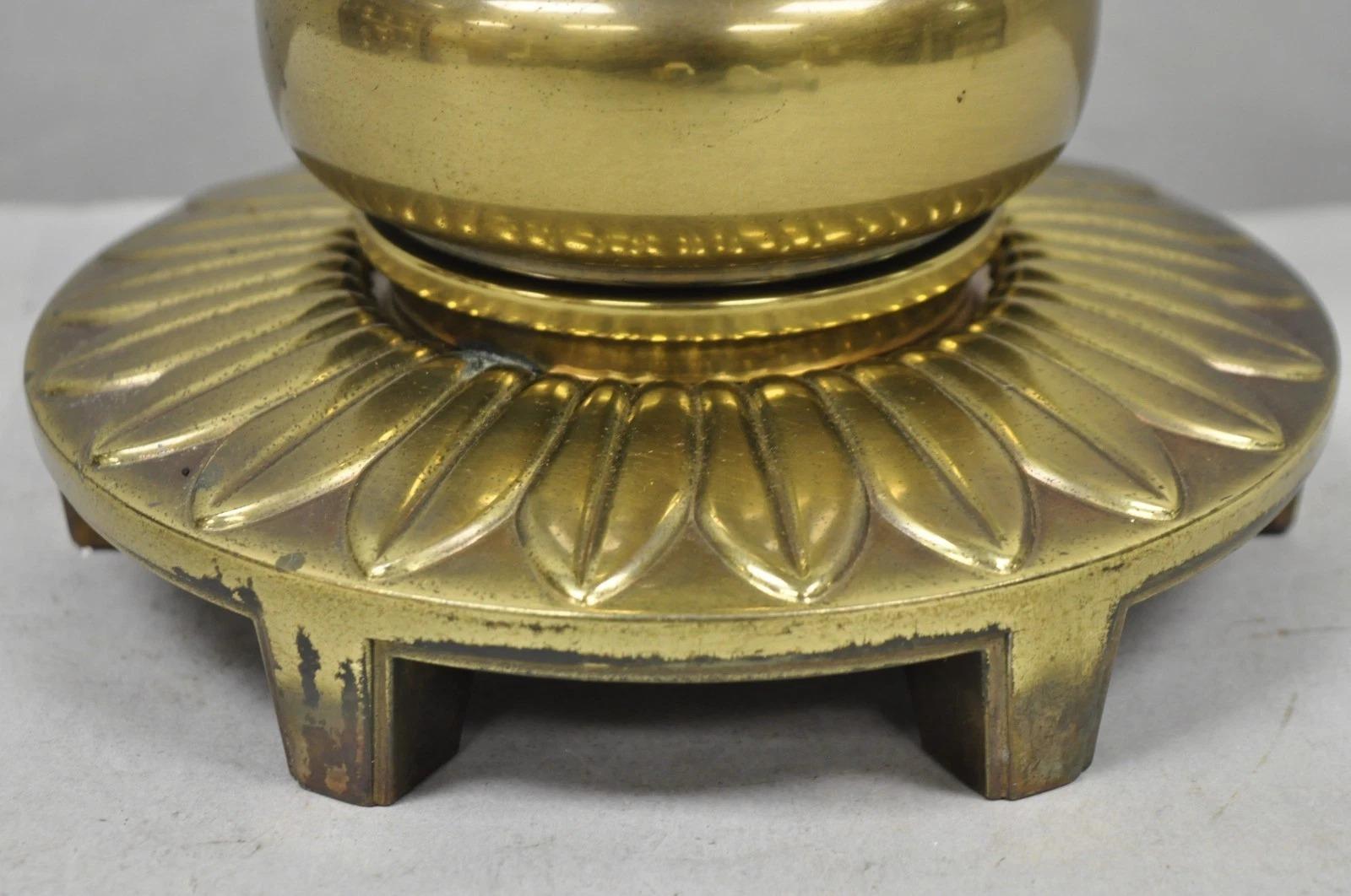 Vintage Stiffel Hollywood Regency Tall Brass Candlestick Column Table Lamp For Sale 4