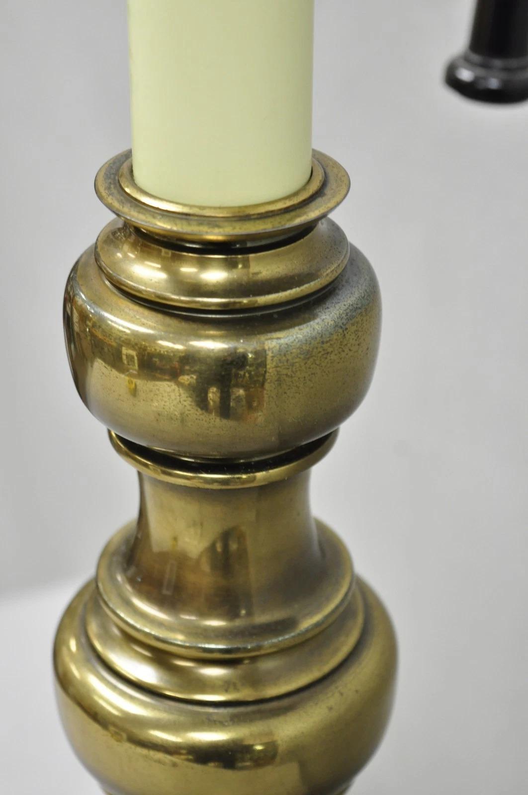 Vintage Stiffel Hollywood Regency Tall Brass Candlestick Column Table Lamp For Sale 5