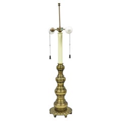 Vintage Stiffel Hollywood Regency Tall Brass Candlestick Column Table Lamp