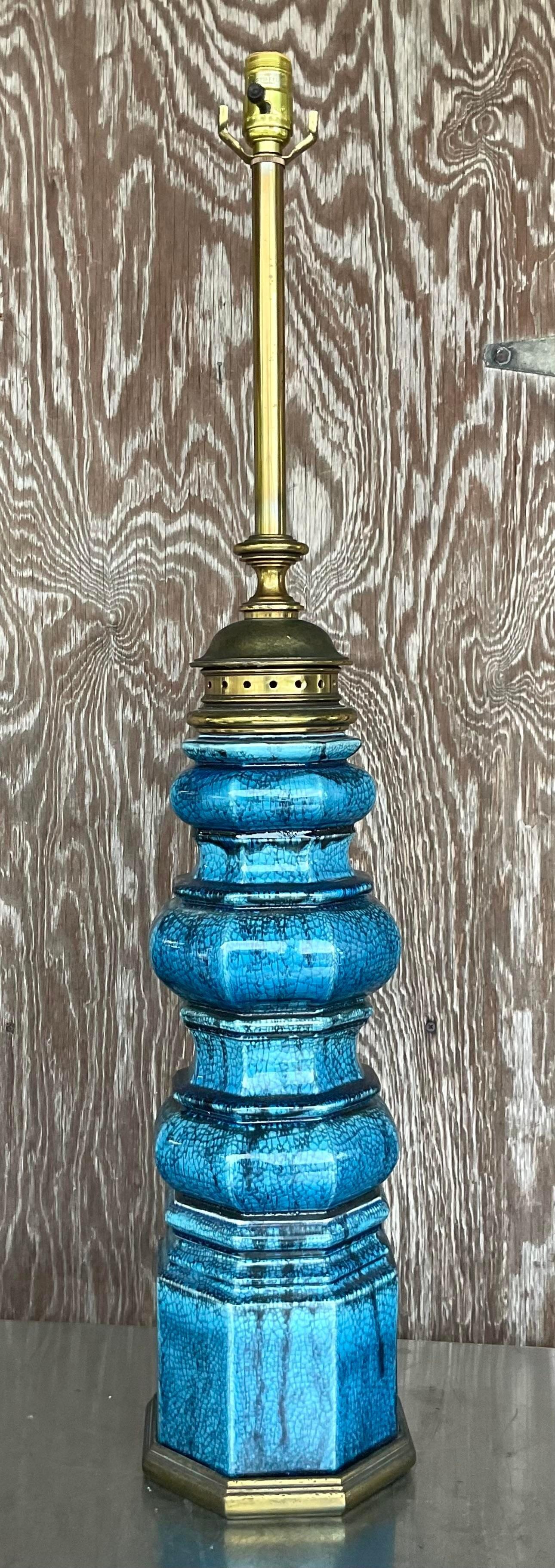 Vintage Stiffel Mid-Century Modern Glazed Ceramic Lamp For Sale 1