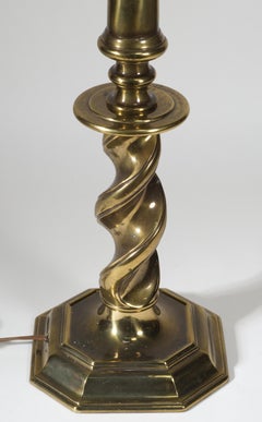Vintage Stiffel Tall Brass Candlestick Barley Twist Table Lamp