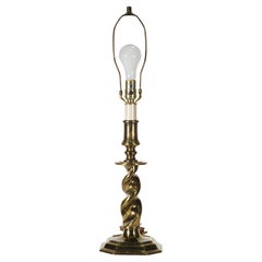 Vintage Stiffel Tall Brass Candlestick Barley Twist Table Lamp
