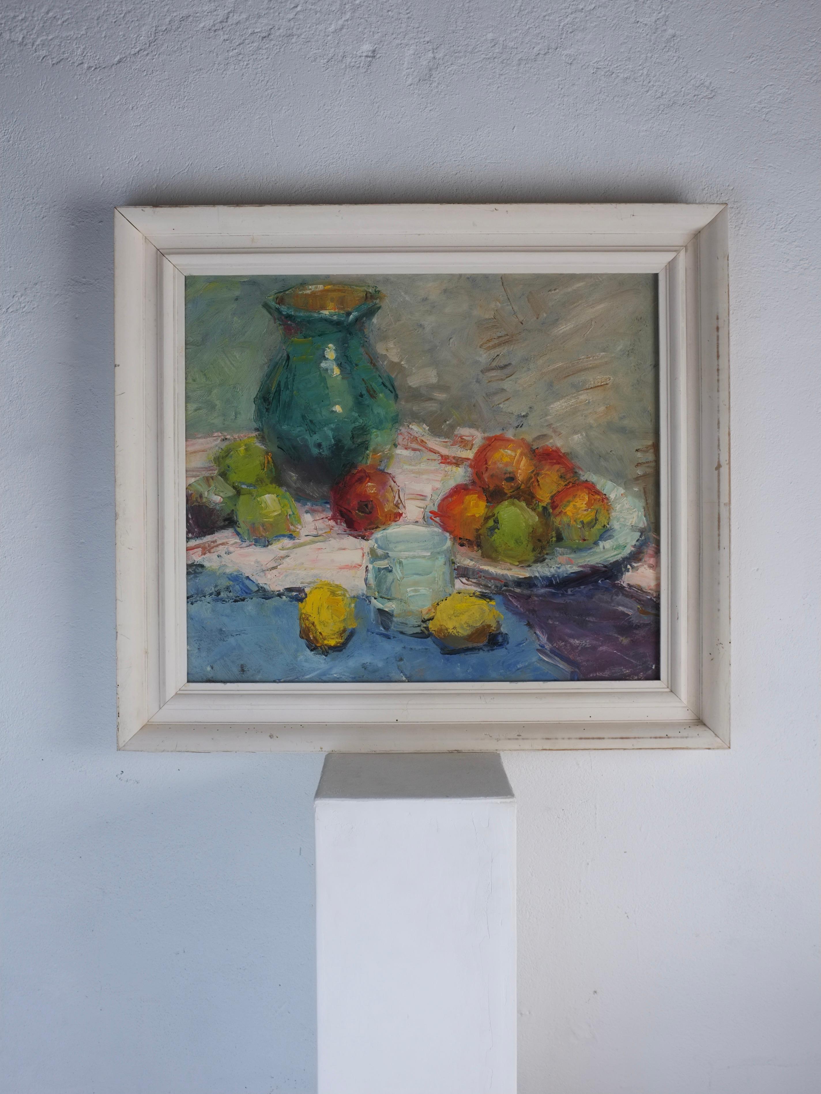 A vintage still-life oil painting on cardboard by Latvian painter Leonid Moshenkov(b.1927). It is not signed but came from the family.