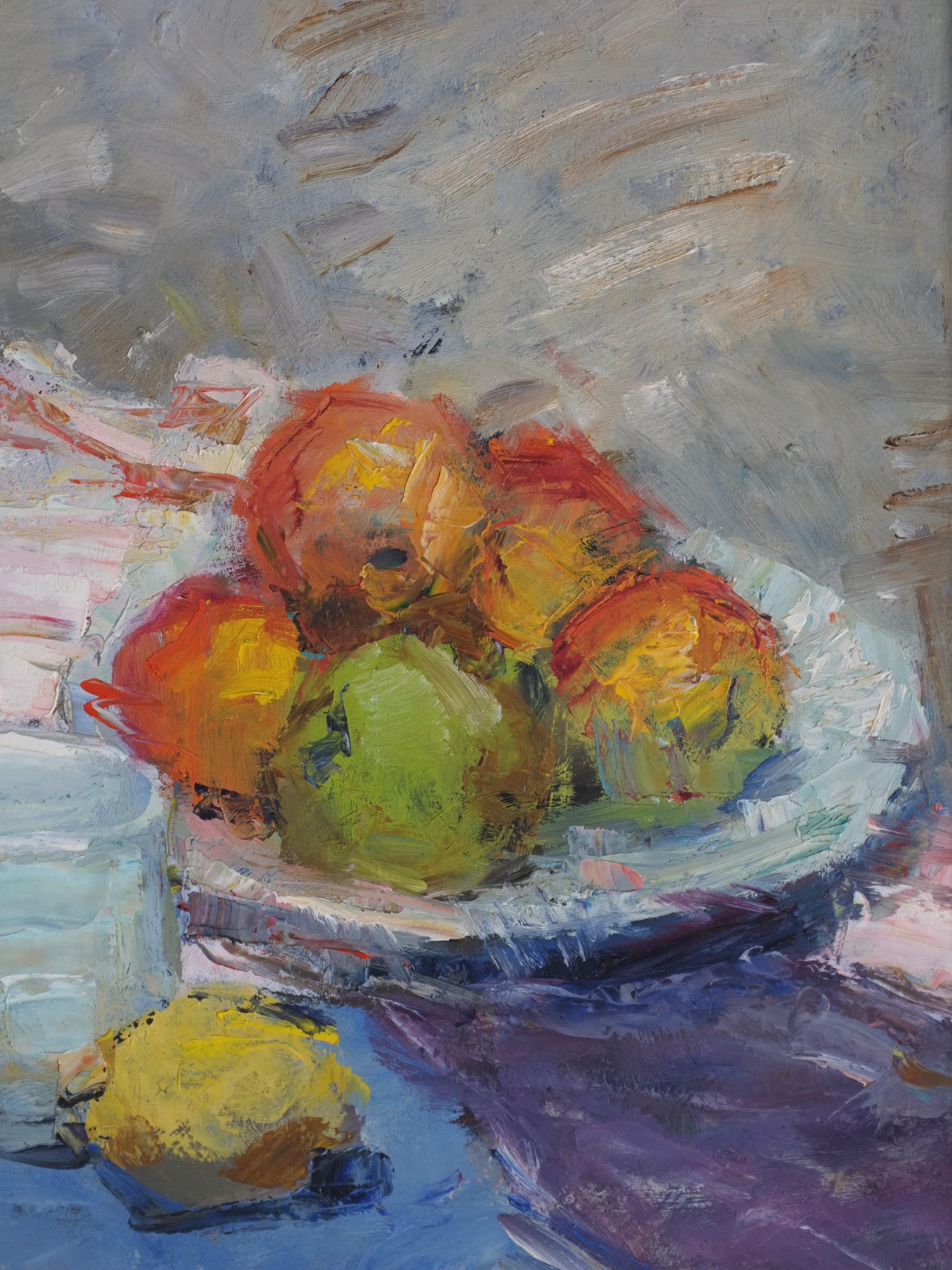 Bohemian Vintage Still Life Oil Painting by Leonid Moshenkov, Latvia, 1980s For Sale