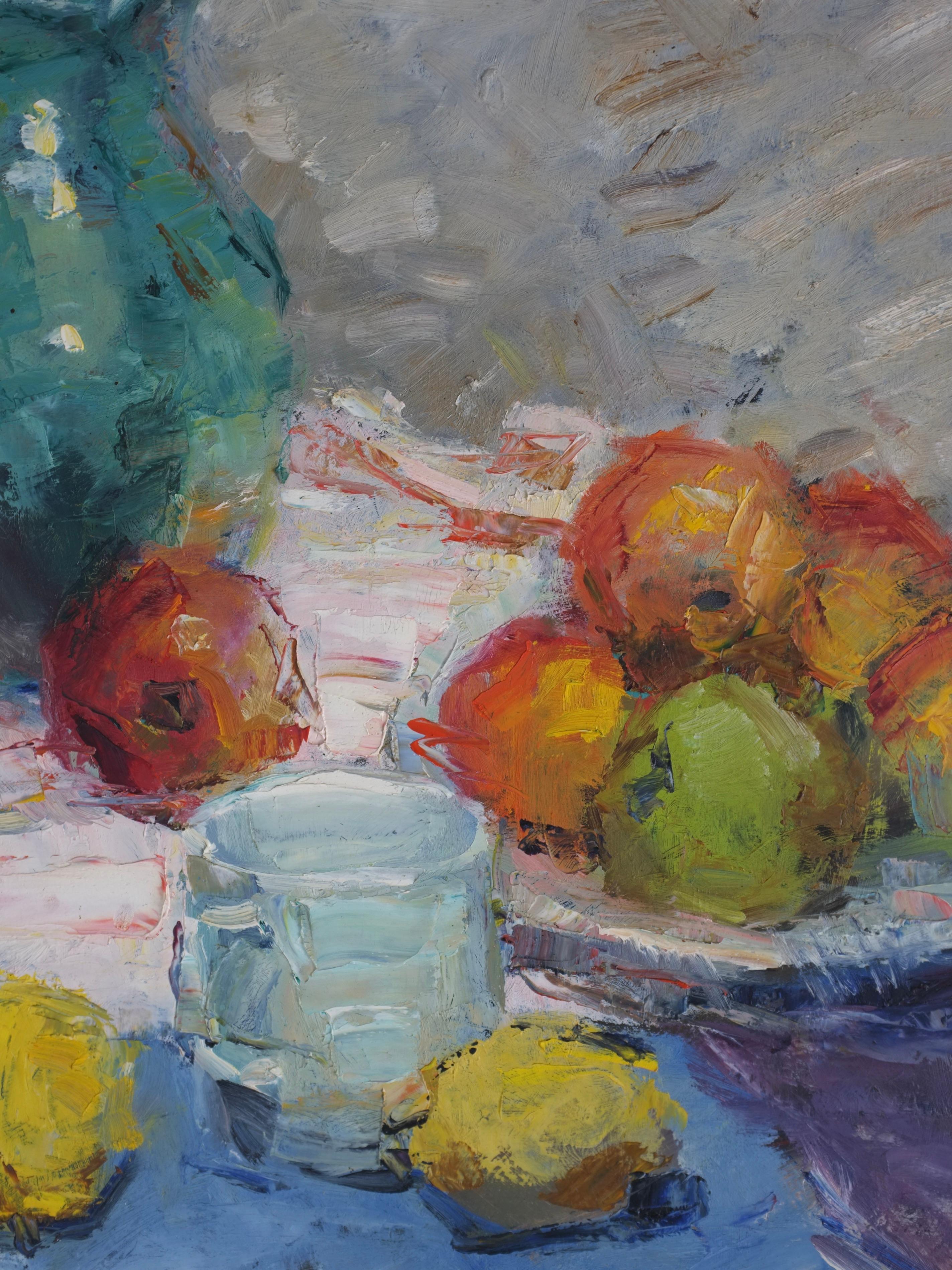 Latvian Vintage Still Life Oil Painting by Leonid Moshenkov, Latvia, 1980s For Sale