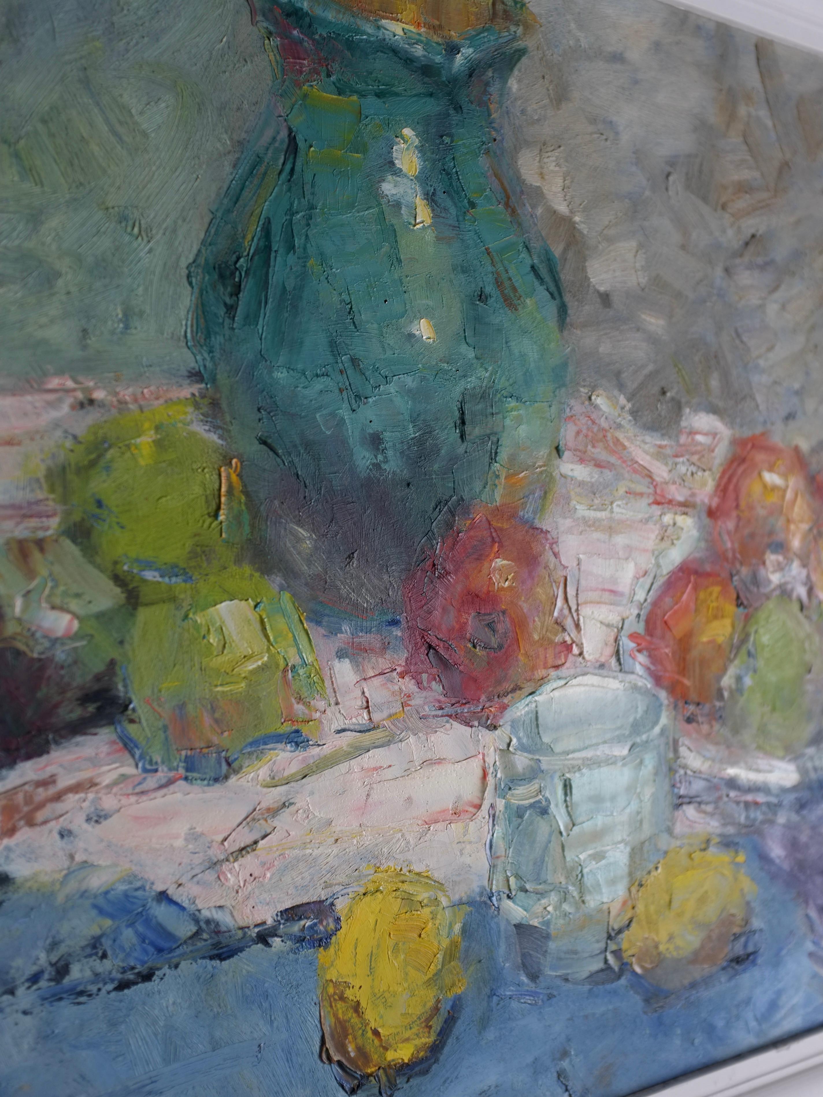 Vintage Still Life Oil Painting by Leonid Moshenkov, Latvia, 1980s In Good Condition For Sale In Rīga, LV