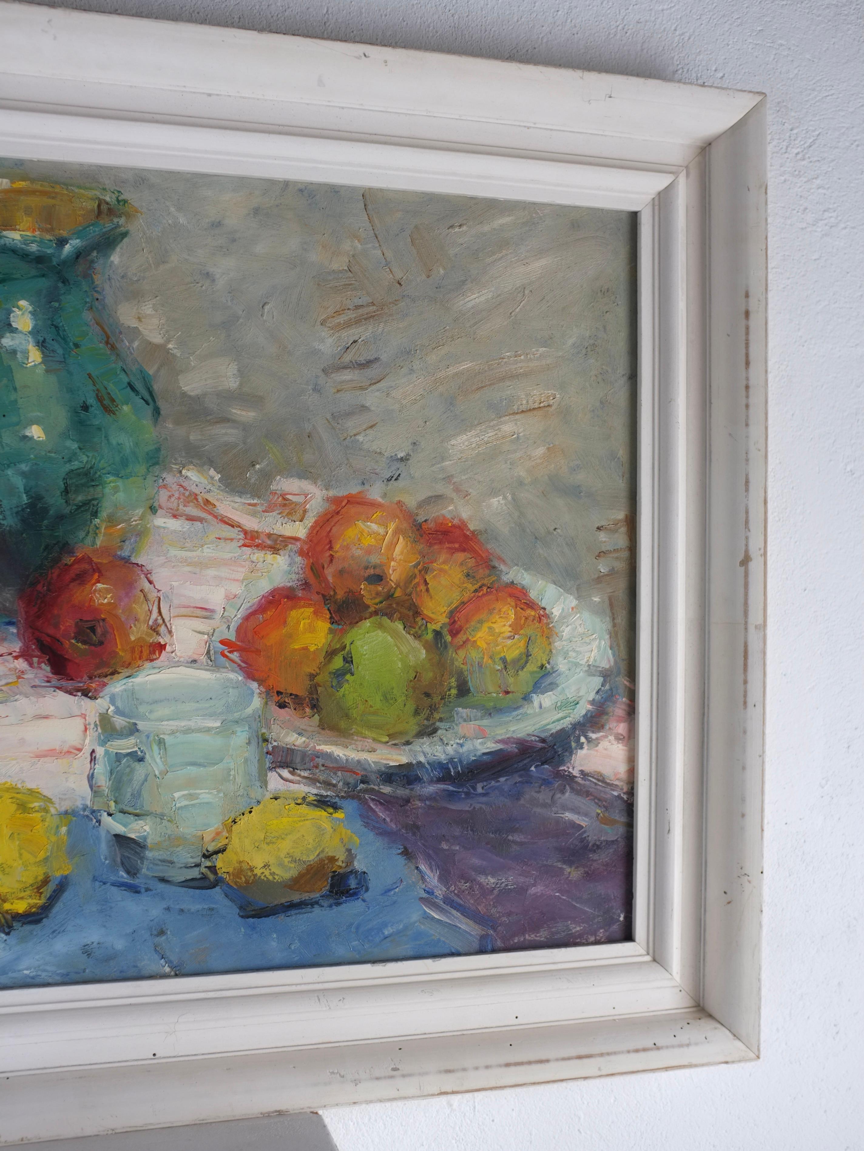 Canvas Vintage Still Life Oil Painting by Leonid Moshenkov, Latvia, 1980s For Sale