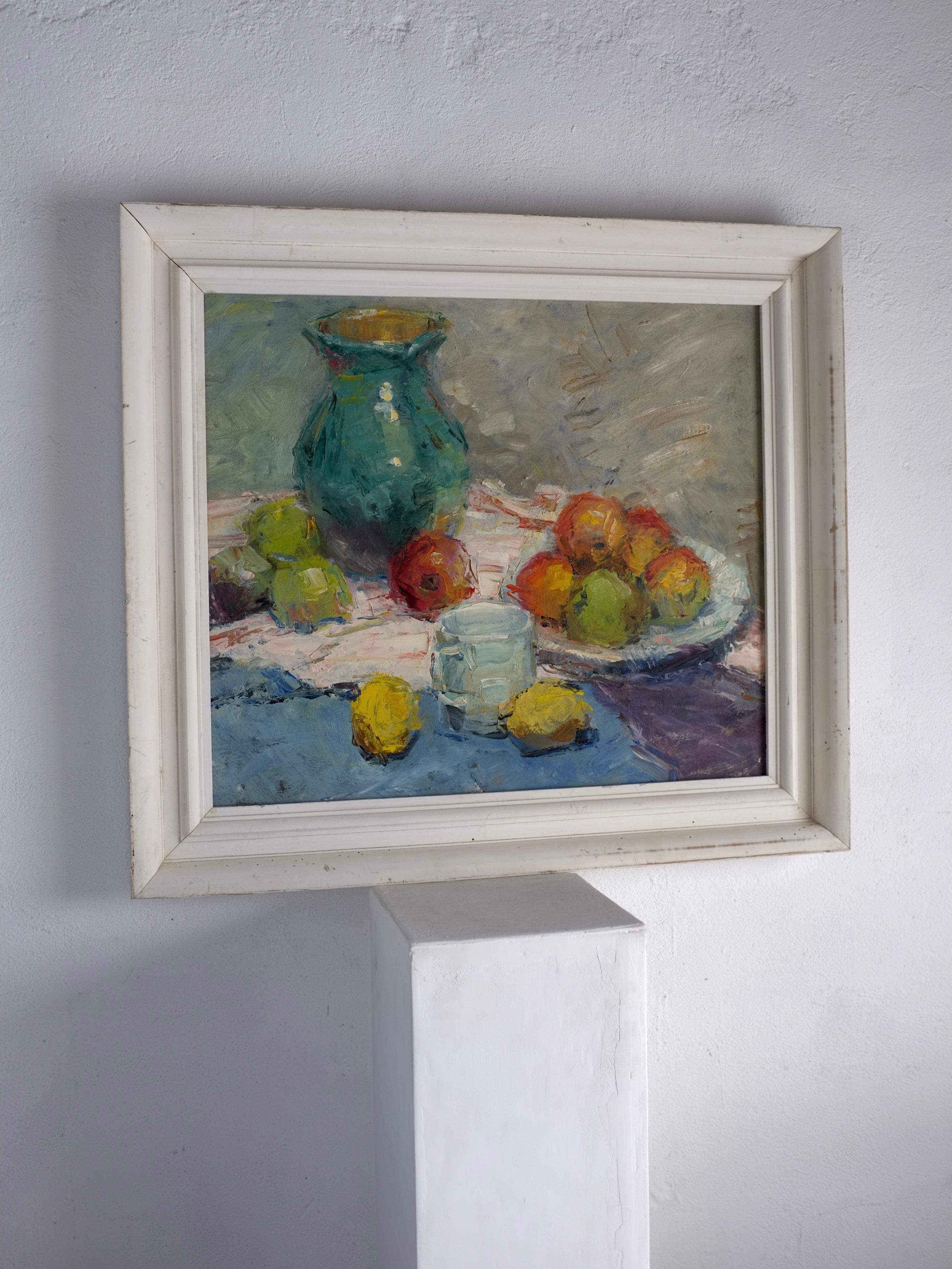 Vintage Still Life Oil Painting by Leonid Moshenkov, Latvia, 1980s For Sale 1