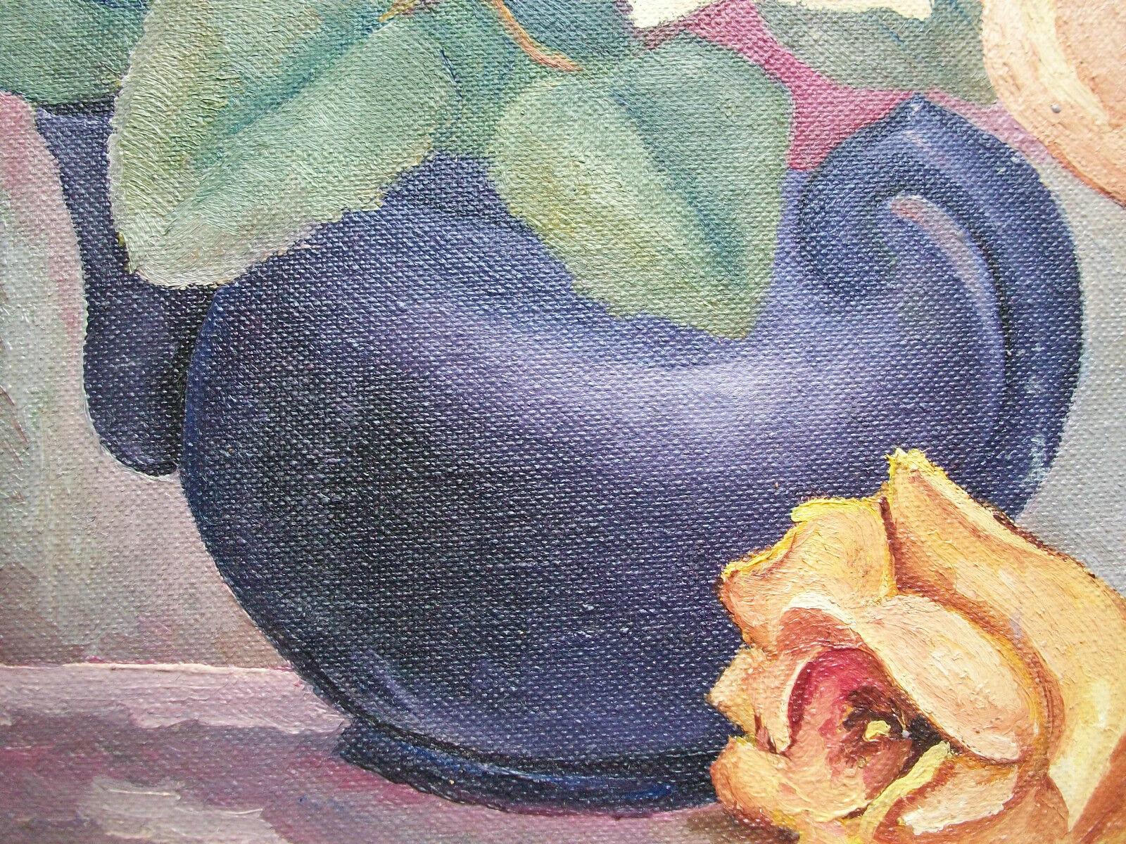 Vintage Still Life Oil Painting on Board - Signed & Dated - Canada - Circa 1975 In Good Condition For Sale In Chatham, ON