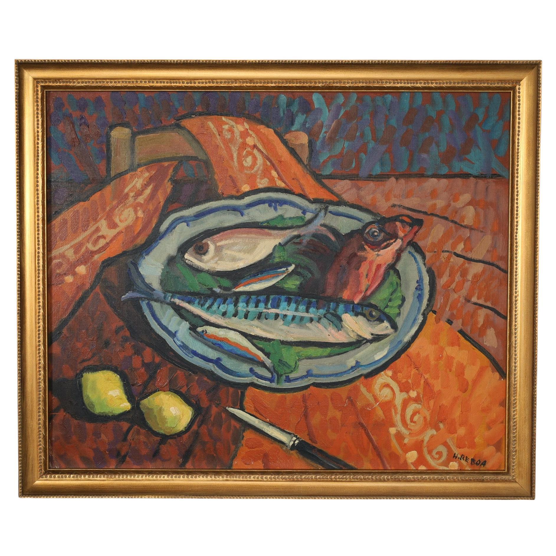 Vintage Still Life Painting by Henri Reboa