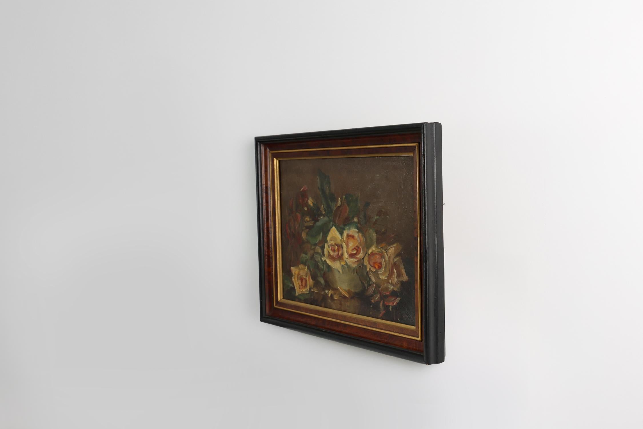 Vintage Stillleben einer Vase mit Blumen, Frankreich ca. 1940 im Zustand „Gut“ im Angebot in Meulebeke, BE