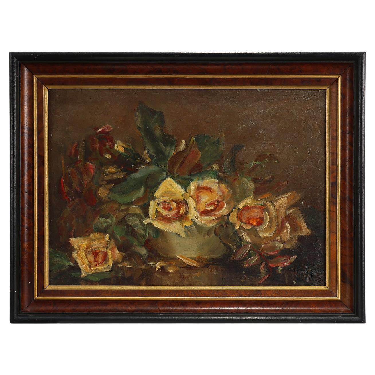 Vintage Stillleben einer Vase mit Blumen, Frankreich ca. 1940