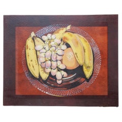 Vintage Still Life Painting With Bananas & Grapes