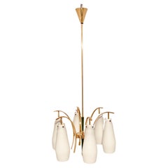 Vintage Stilnovo Brass Chandelier, Italy, 1950s