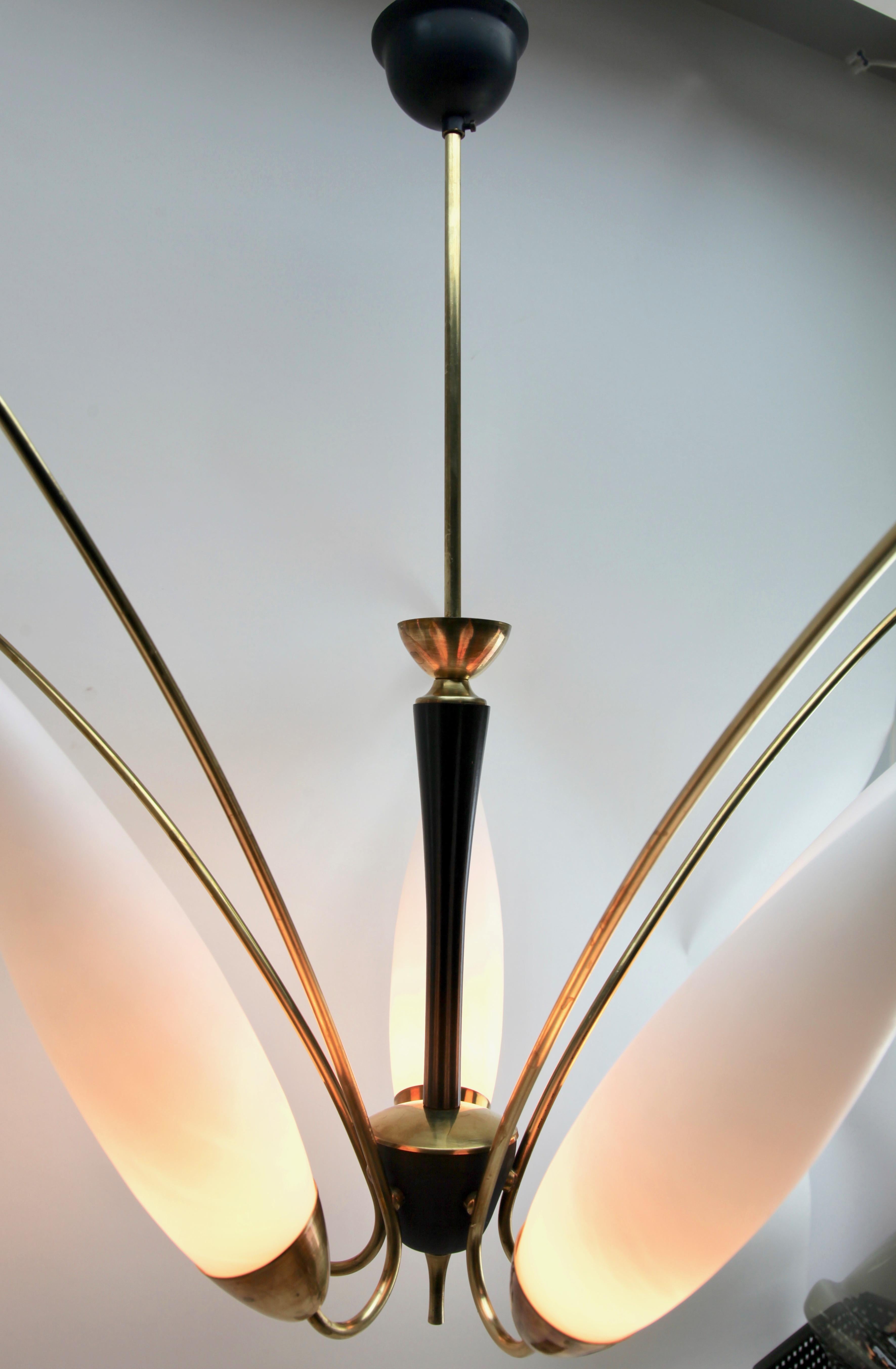 Vintage Chandelier in the Style of Stilnovo Five Arms, Italian, 1960s 3