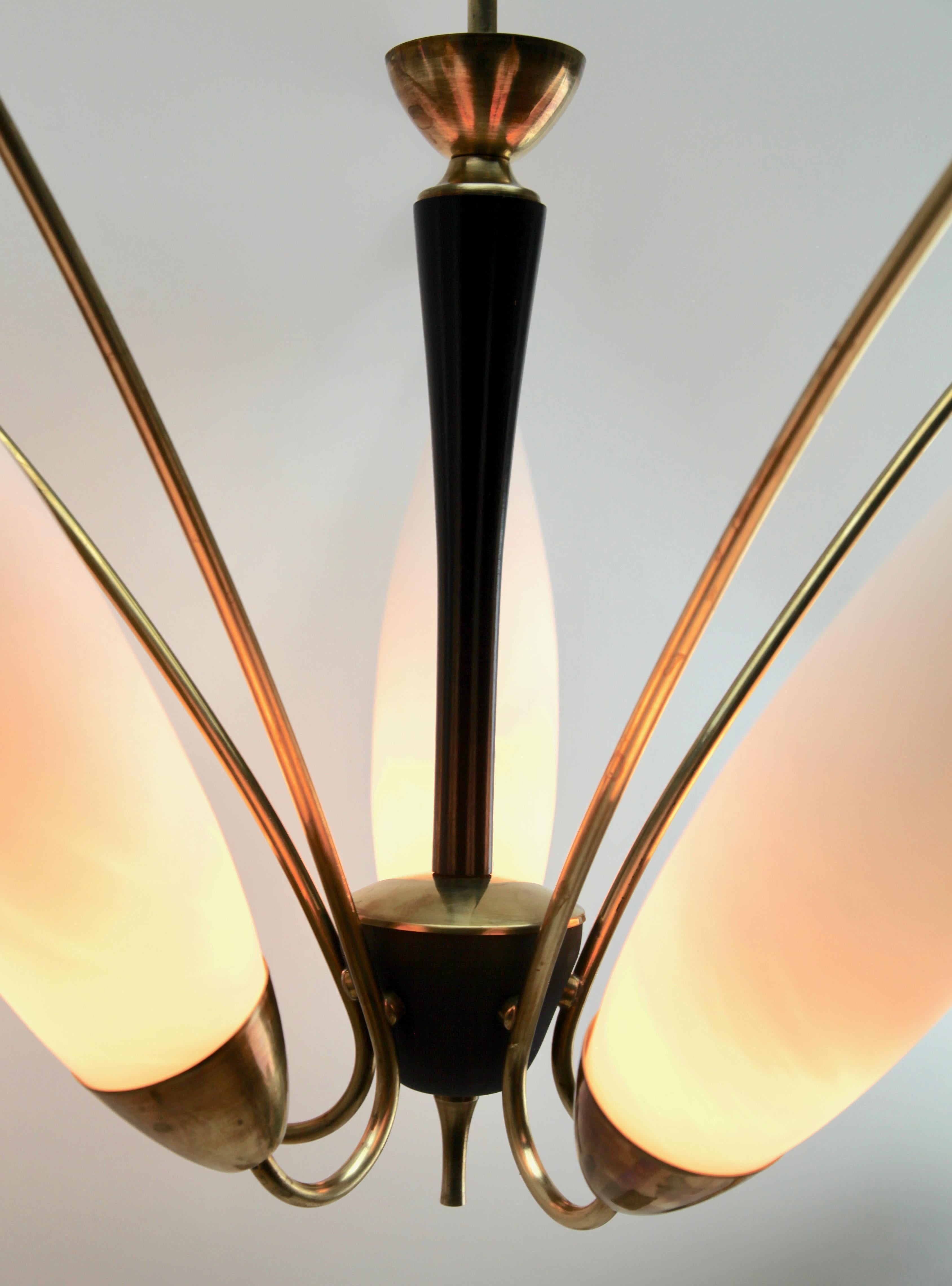 Vintage Chandelier in the Style of Stilnovo Five Arms, Italian, 1960s 1