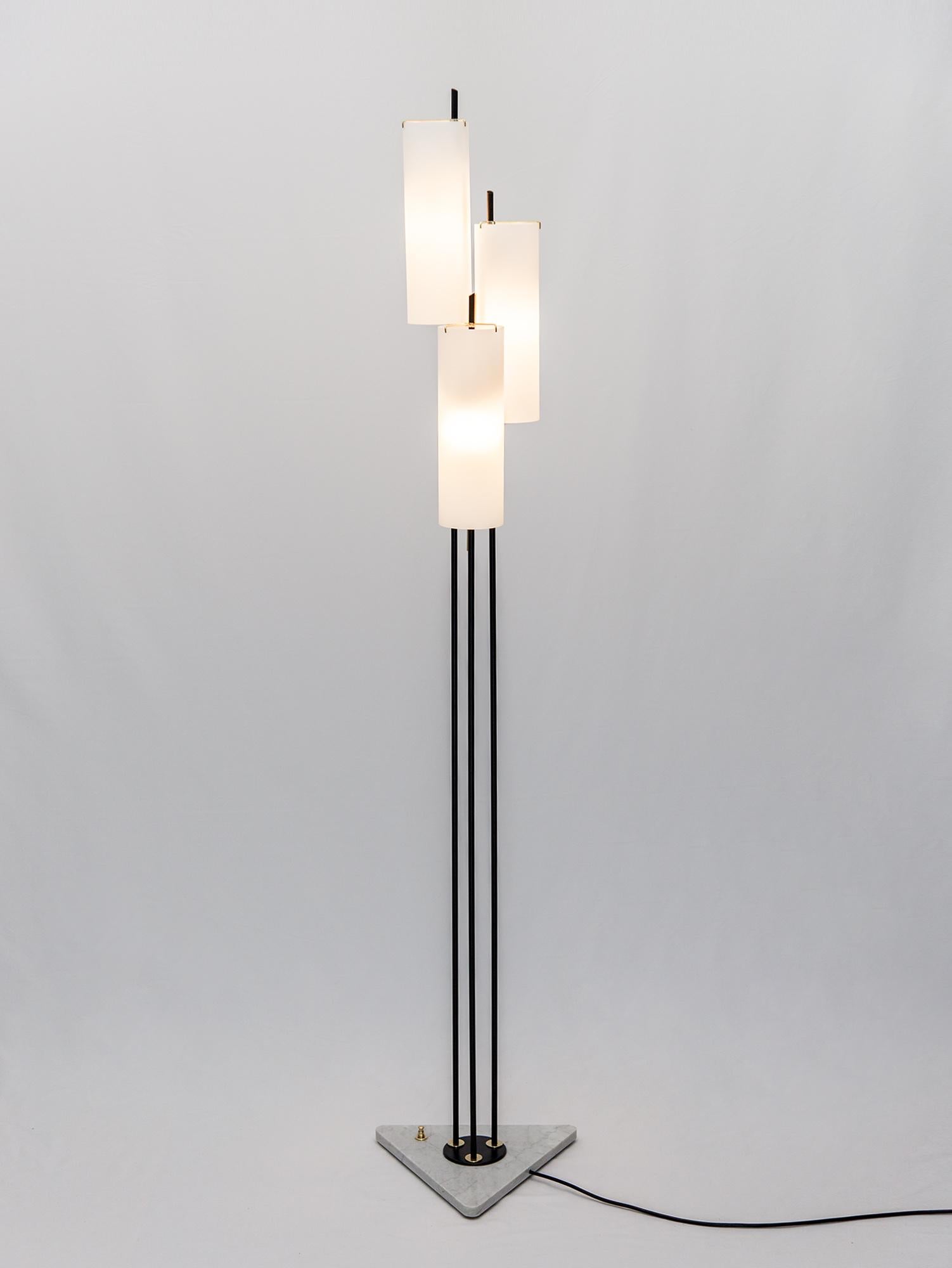 Vintage Stilnovo Glass & Marble Floor Lamp, Italy, 1950s  In Good Condition In PRESTON, AU