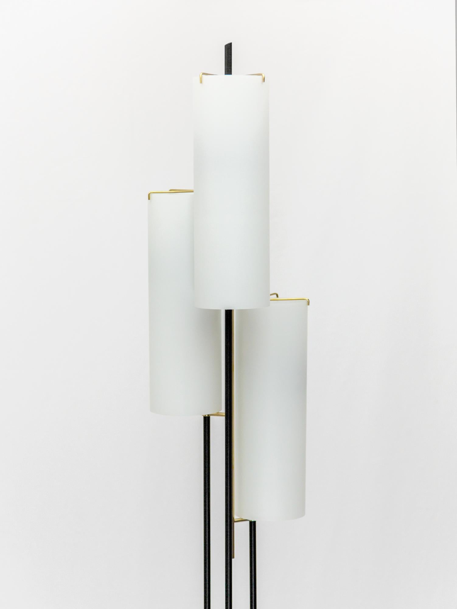 Metal Vintage Stilnovo Glass & Marble Floor Lamp, Italy, 1950s 