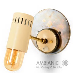 Subtle Stilnovo Spotlight Cream Ivory with Brass Wall Sconces Italy 1950s
