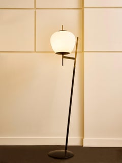 Vintage Stilnovo Metal and Opaline Floor Lamp