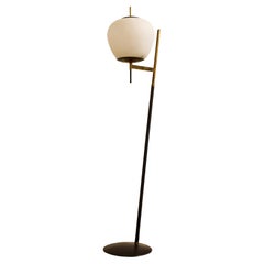 Vintage Stilnovo Metal and Opaline Floor Lamp