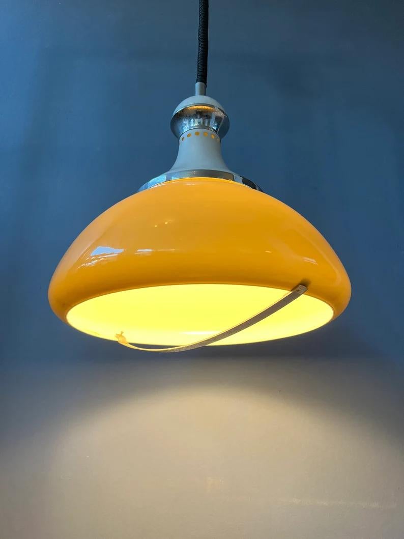 20th Century Vintage Stilux Milano Beige Pendant Lamp, 1970s For Sale