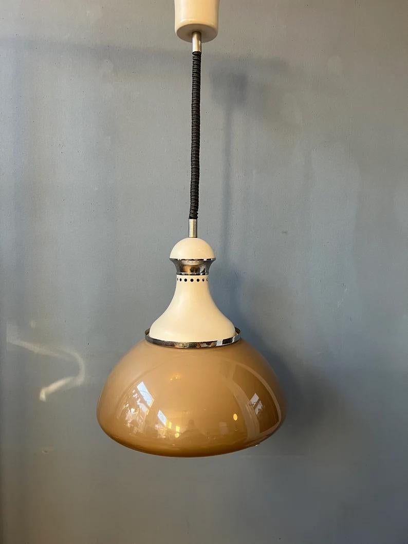 Vintage Stilux Milano Beige Pendant Lamp, 1970s For Sale 1