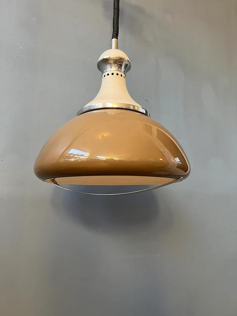 Lampada a sospensione vintage Stilux Milano Beige, anni '70 in vendita 3