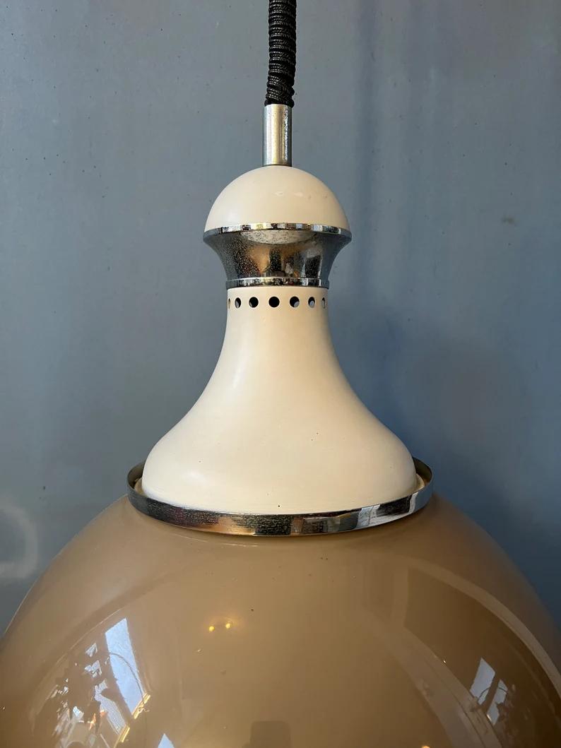 Vintage Stilux Milano Beige Pendant Lamp, 1970s For Sale 4