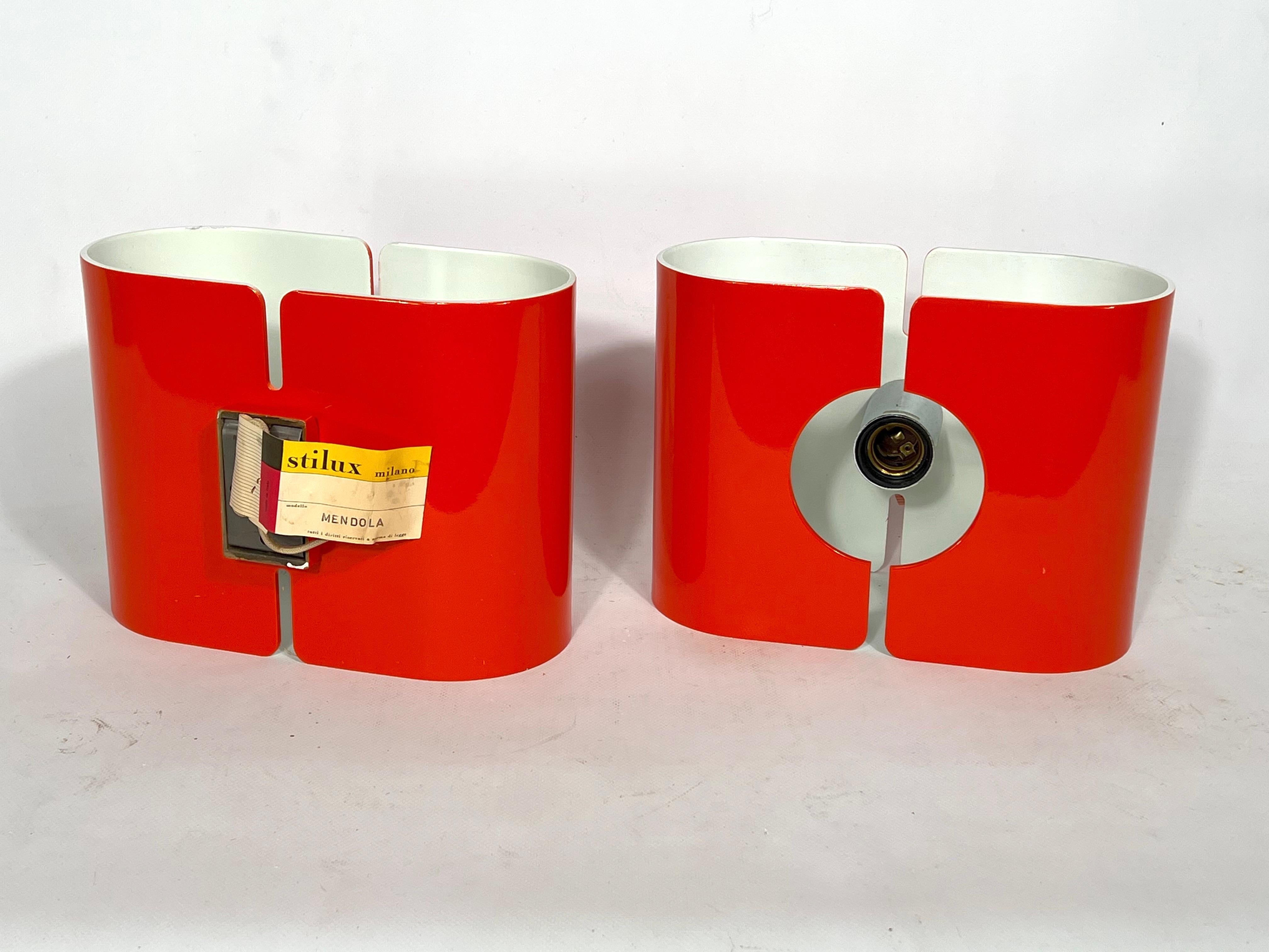 20th Century Vintage Stilux Milano Pair of Orange Sconces For Sale