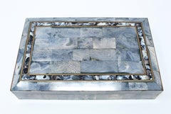 Vintage Stingray Leather, Brass and Mother of Pearl Inlay Box