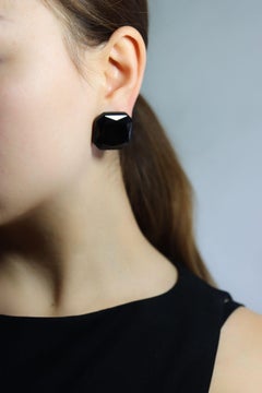 Vintage St.John Black Octagon Earring