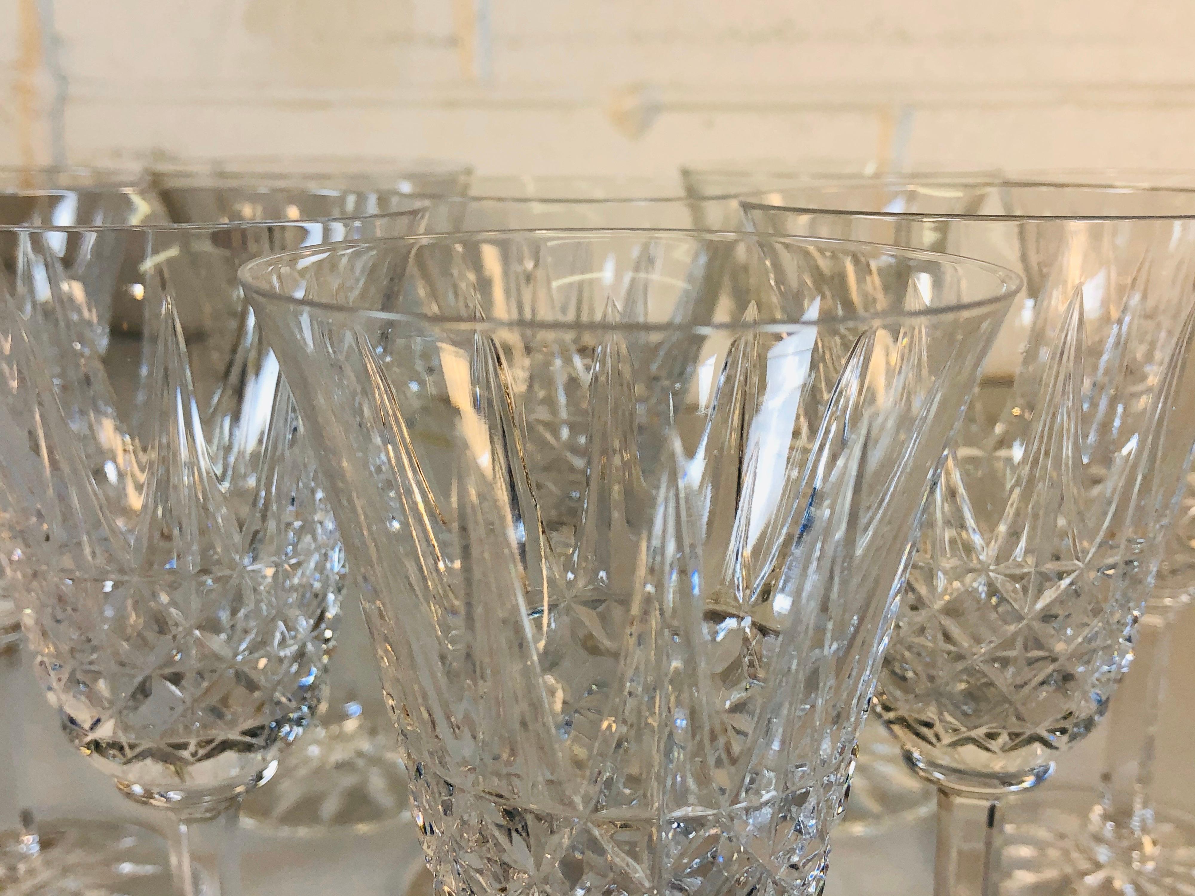 Vintage St. Louis Crystal Tarn Glass Wine Stems, Set of 8 For Sale 1