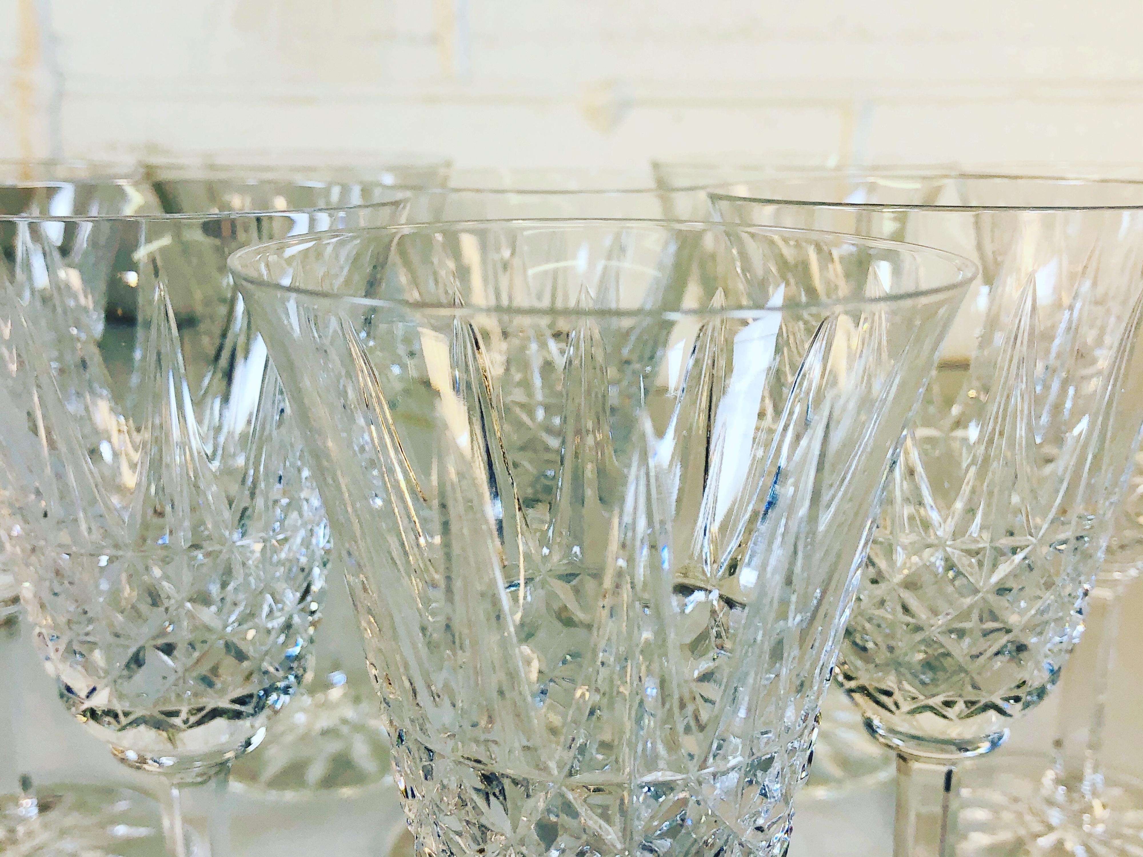 Vintage St. Louis Crystal Tarn Glass Wine Stems, Set of 8 For Sale 2