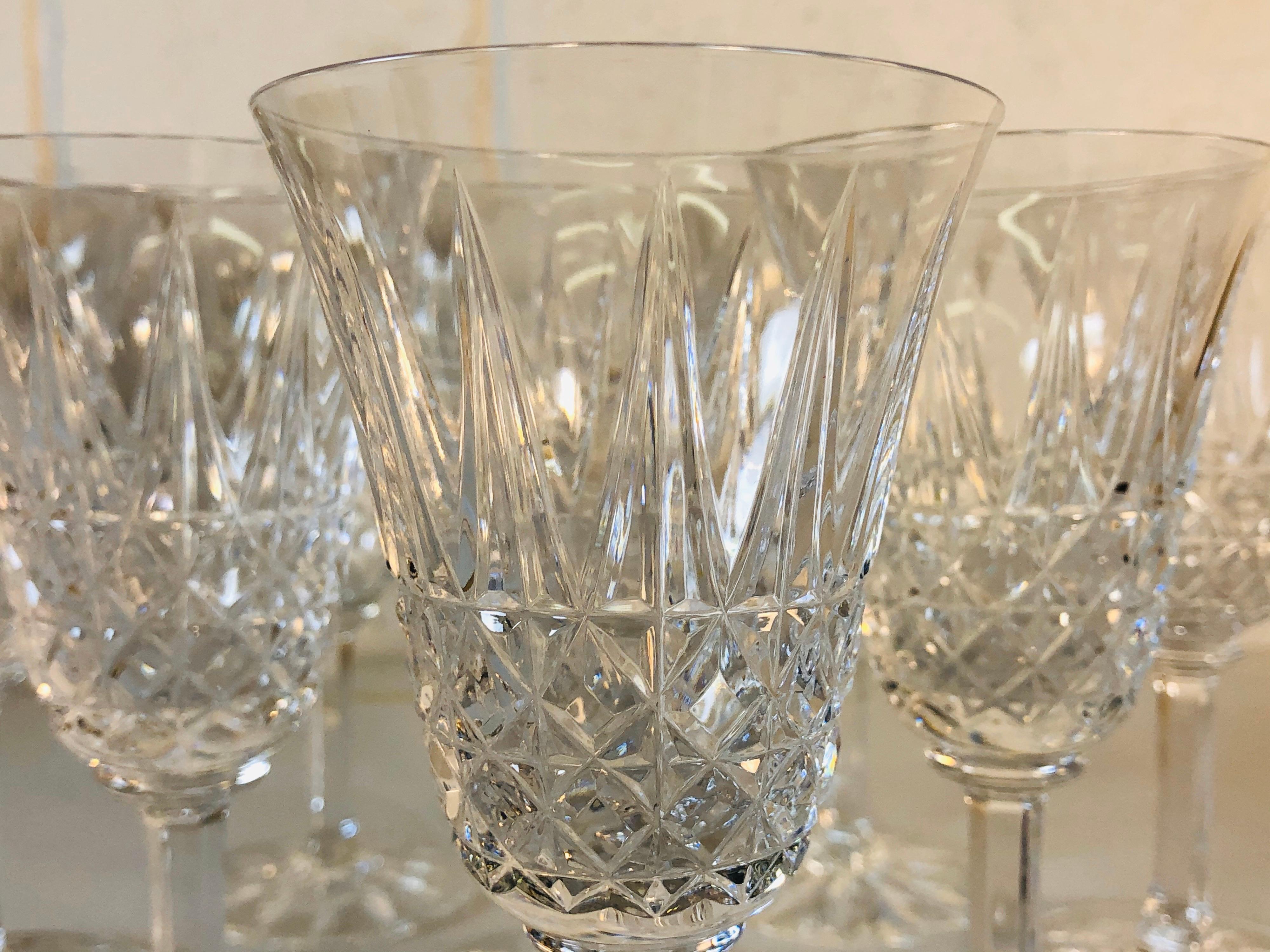 Vintage St. Louis Crystal Tarn Glass Wine Stems, Set of 8 For Sale 3