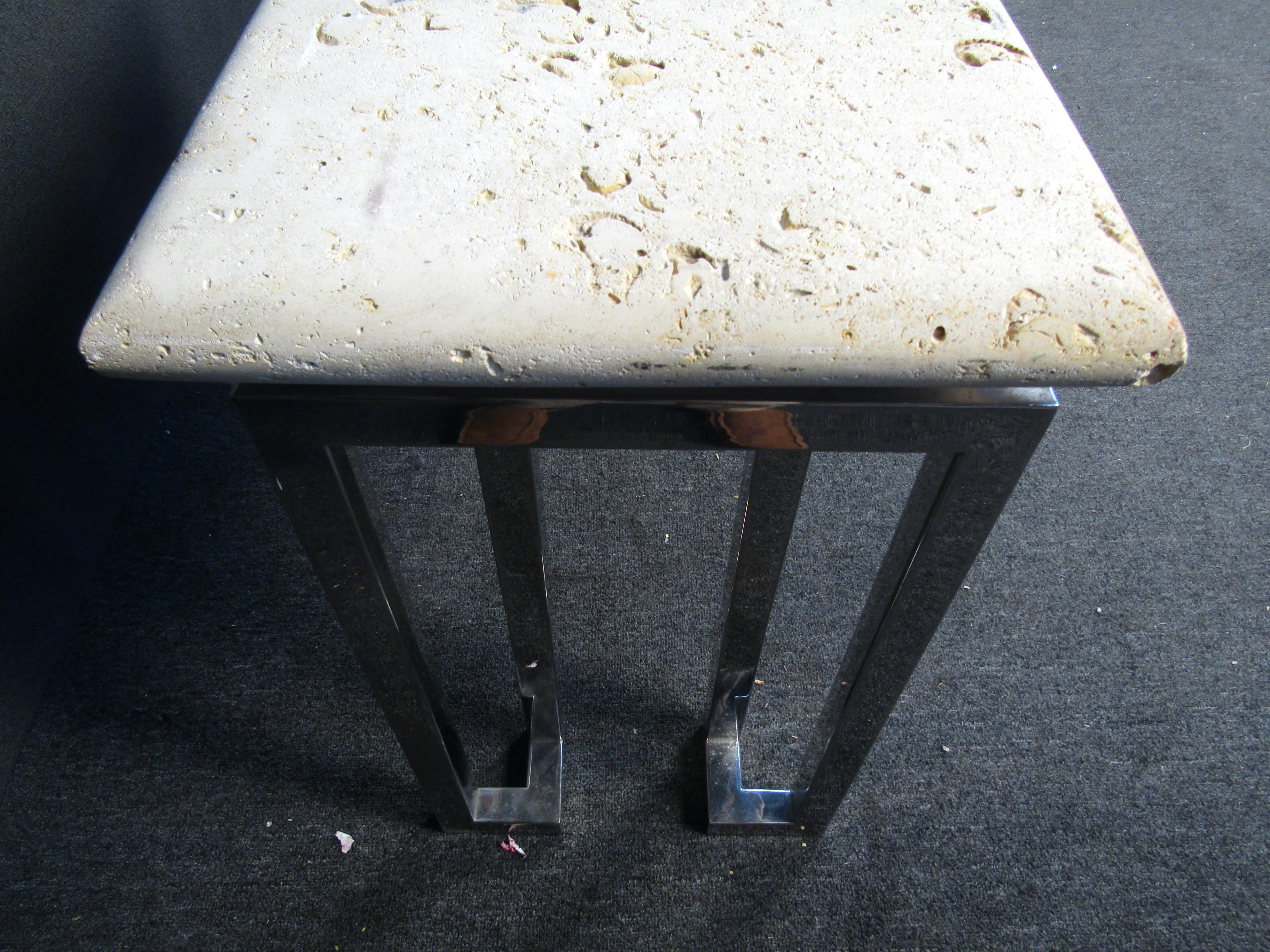 Vintage Stone and Metal Console Table 5