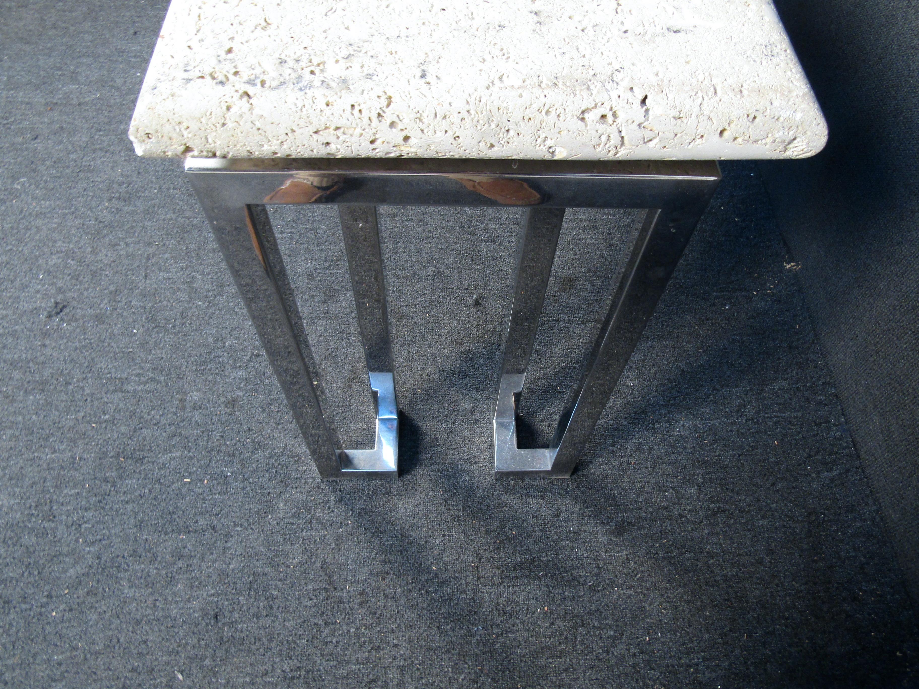 Vintage Stone and Metal Console Table 2