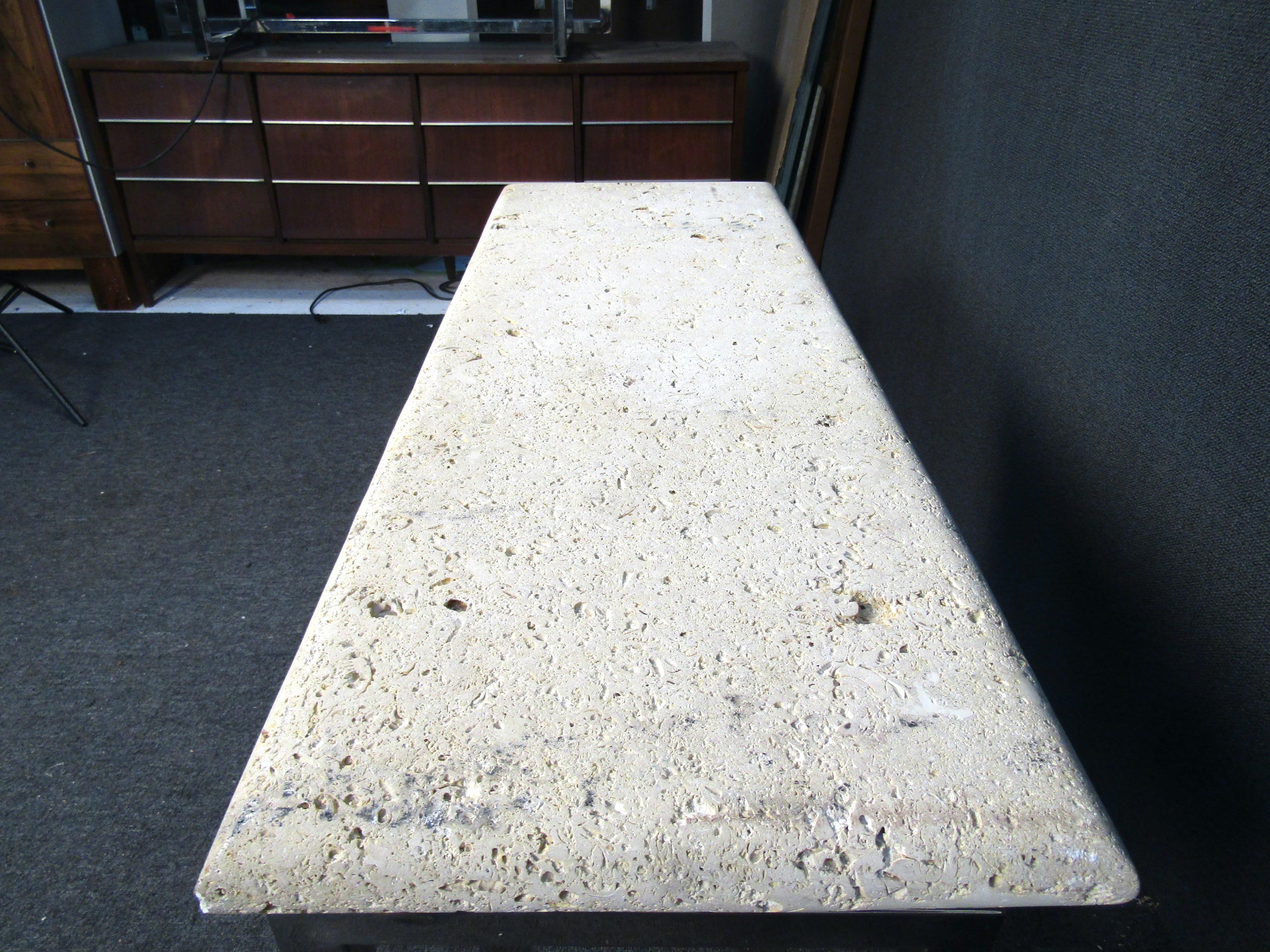 Vintage Stone and Metal Console Table 3