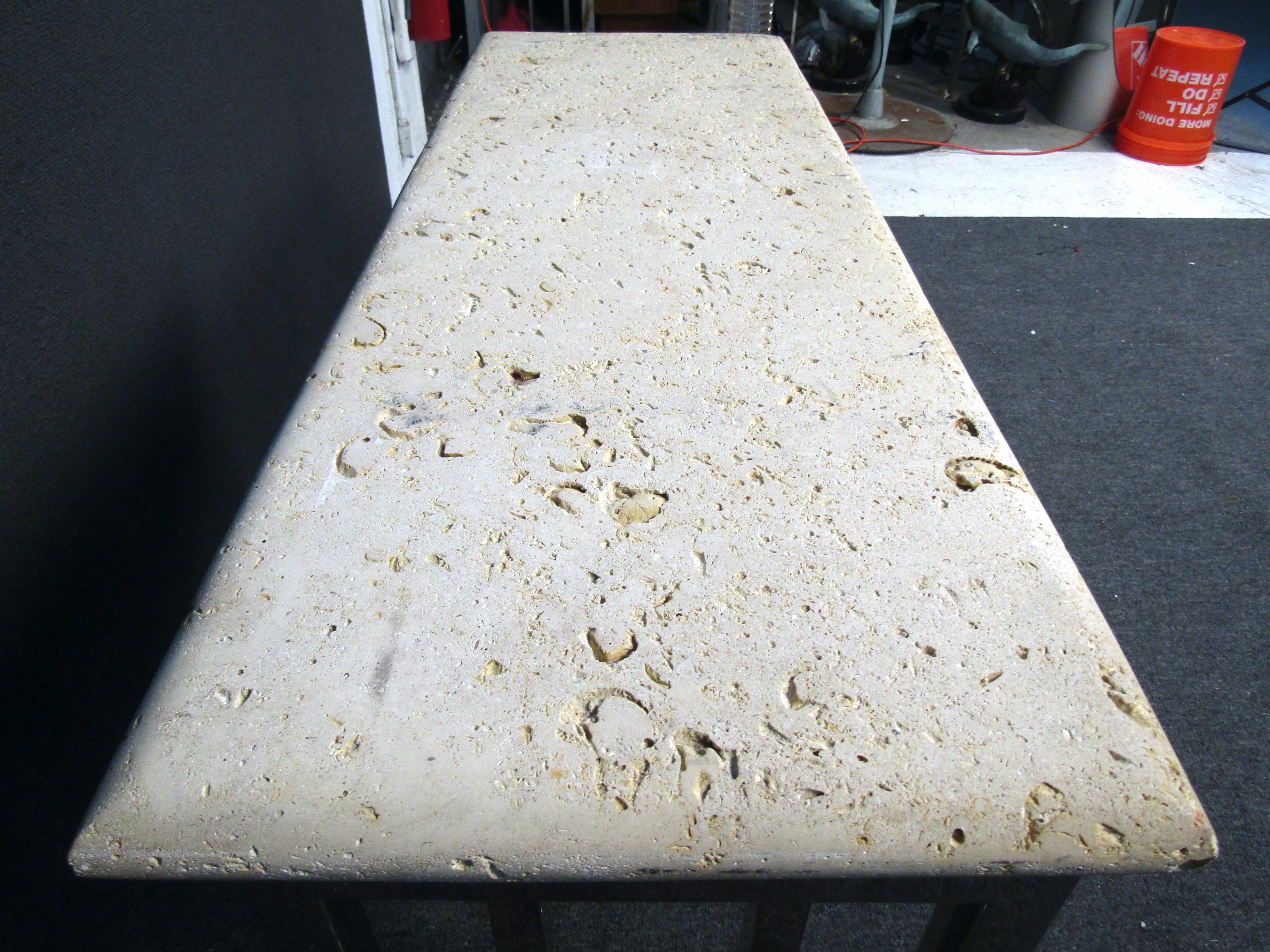 Vintage Stone and Metal Console Table 4