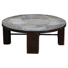 Used Stone And Oak Coffee Table From France, Circa 1960