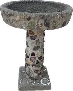 Vintage Stone Inlaid "GROTTO" Bird Bath